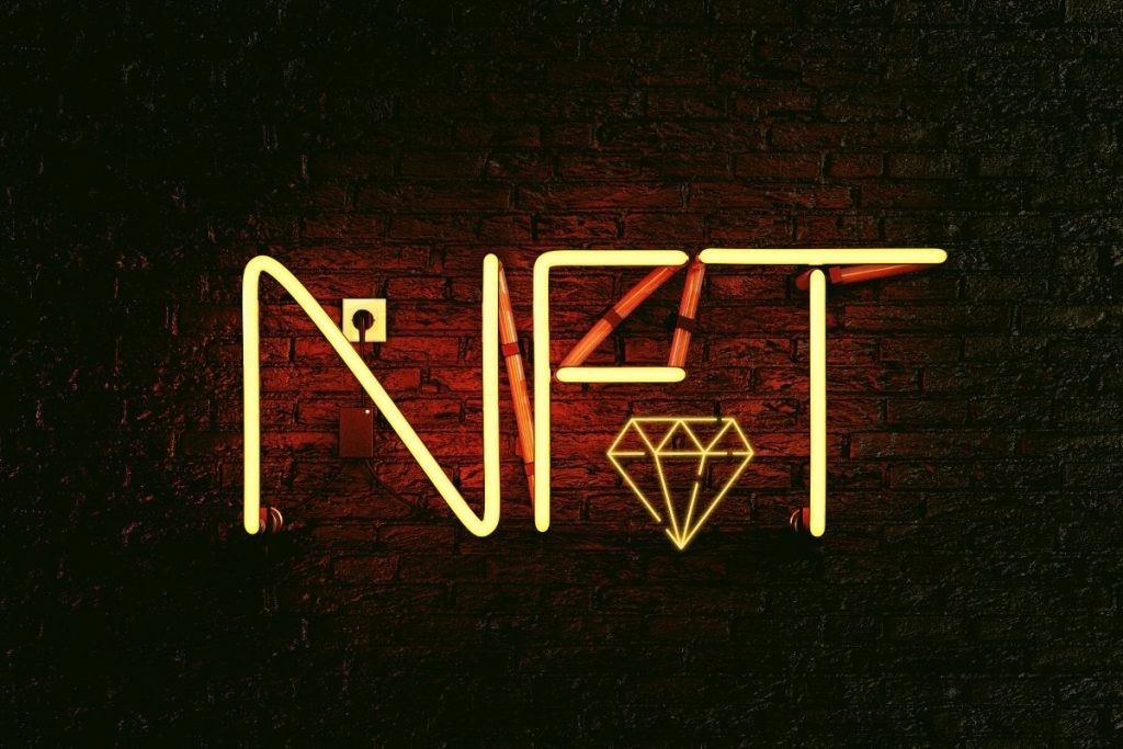 NFT & Diamond Neon on Dark Brick
